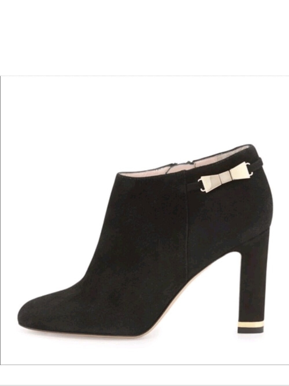 KATE SPADE | Aldaz Black Suede Gold Bow Ankle Boots Sz 6.5